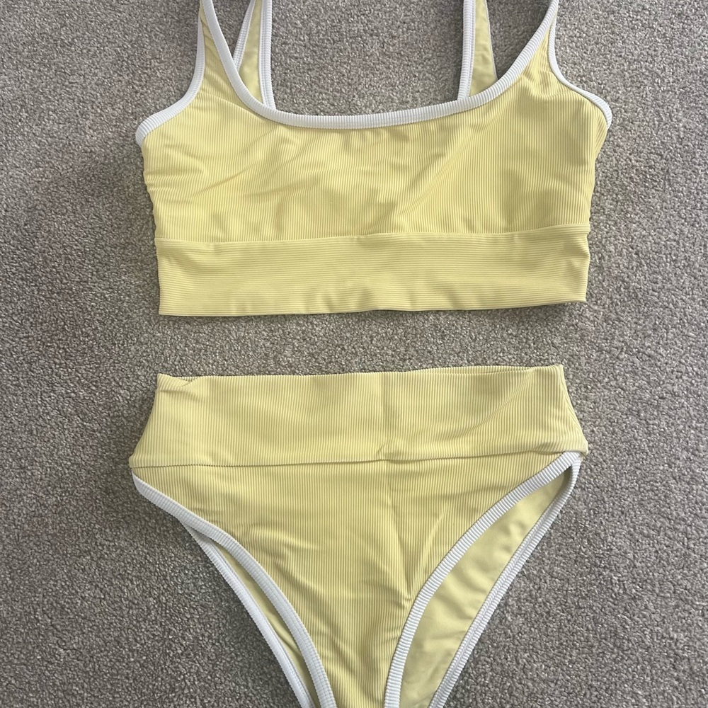 LainSnow Yellow High-Waisted Bikini Set